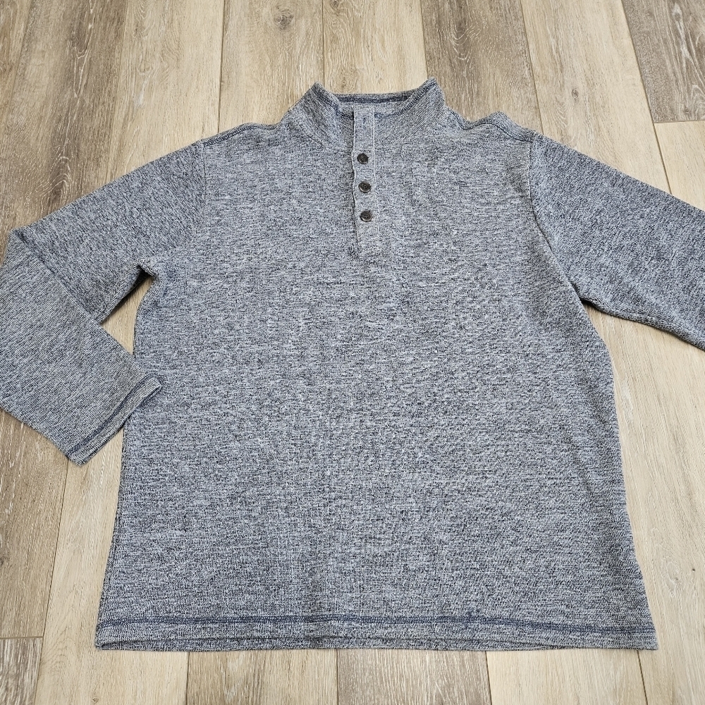 Gap 1/4 Button Pullover Sweater Mock Neck Long Sleeve Blue Men's Large Casual